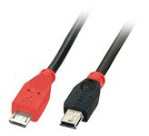 Lindy 0.5m USB OTG Cable - Black, Type Micro-B to Mini-B (31717)