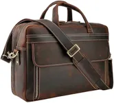 Masa Kawa Vintage Leather Briefcase for Men 17 Inch Laptop Computer Case Business Travel Work Messenger Cross Body Shoulder Bags, Brown