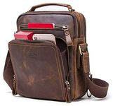 Contacts Unisex Genuine Leather Messenger/Crossbody/Sling Bag (Hunter Brown) Compatible with I PAD & Mini Laptop or Tablet upto 9 Inches - 12………