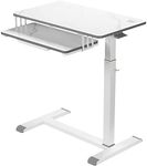 ETHU Overbed Table with Wheels, Upgrade Medical Table with Drawer, Hospital Bed Table, Workstation Table, Adjustable Overbed Bedside Rolling Laptop Table White