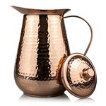 Kosdeg Copper Pitcher With Lid - - 68 Oz - Drink More Water, Lower Your Sugar Intake And Enjoy The Health Benefits - Pure Copper Handmade Hammered Jug, The Best Bedside Carafe - Heavy Gauge