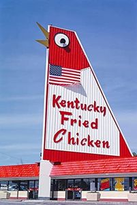 LIVESTOCK Kentucky Fried Chicken Sign in Marietta, Georgia - Vintage Art Print For Home & Office – Prints For Wall Decor By John Margolies - Premium Framed Art With Frame Or Print Only