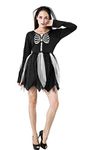 IKALI Women Skeleton Costumes, Halloween Scary Fancy Dress Up, Adult Zombie/Ghost Outfit for World Book Day, Carnival Party(Women-S)