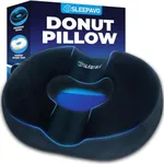 Sleepavo Seat Donut Pillow for Tailbone Pain Relief Cushion - Hemorrhoid Pillow - Butt Cushion Pillow for Pressure Relief, Chair, Coccyx, Sciatica, Postpartum Pregnancy Sitting Pillow Donut Cushion