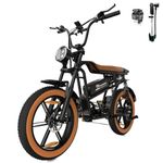 EVERCROSS EK30 Electric Bike for Adults, 20" x 4.0 Fat Tires E-Bike, Up to 25KM/H, 48V 15AH Removable Battery E-Bicycle, 7 Speeds, Racing Mountain Snow E-Bikes