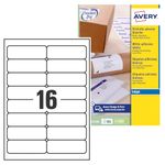 Avery Printable, Customisable Address Mailing Labels, Inkjet Printers, 16 Labels per A4 Sheet, 400 Labels, Quickdry (J8162), White