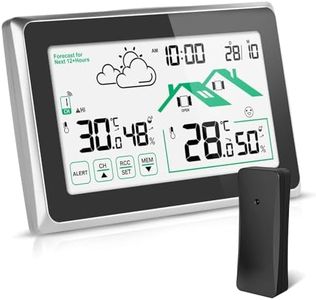Weather Station, Weather Station with Outdoor Sensor Wireless UK, Digital Room Thermometer Hygrometer Indoor Outdoor, Large LCD Screen with Backlight 12/24H Automatic Time Forecast