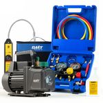 Orion Motor Tech AC Vacuum Pump and Gauge Set, 1/3 hp 4.5 cfm Vacuum Pump Manifold Gauge Kit with Leak Detector 4 Hoses & Accessories for R134a R22 R410a, A/C Vacuum Pump Kit for Auto HVAC Systems