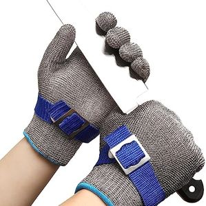 ANSI A9 Cut Resistant Glove, Food Grade Stainless Steel wire Mesh Metal Gloves, Knife Cutting Gloves for kitchen Mandoline Slicing Butcher Meat Cutting Oyster Shucking Fish Fillet(L, 50pairs)