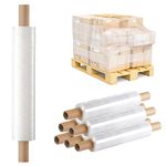 Tezraftaar® 6 x Pallet Wrap Roll Extended Core 400mm x 23mu, 1.20 Kg Clear Stretch Shrink Cling Film Wrapping Roll for Moving House, Furniture & Industrial Uses