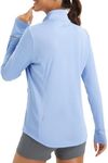 BALEAF Women's Lightweight Cycling Jacket Full Zip Long Sleeve Athletic Shirts UPF 50+ Pockets Running Light Blue M