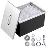 VEVOR Drop in Ice Chest, 20"L x 14"W x 12"H Stainless Steel Ice Cooler, Commercial Ice Bin with Cover, 40 qt Outdoor Kitchen Ice Bar, Drain-Pipe and Drain Plug Included, for Cold Wine Beer