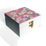 BRAHMA DESIGN Decorative Gift Box for Presents | Camomile | Size 5" x 5" x 2.75" | Jewellery Box, Vintage Box, Knick-knacks Storage Trunk, Gift Box for Packaging, Wooden box for storage