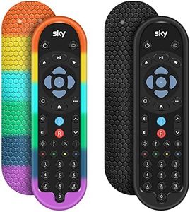 2 Pack Cover for SKY Q Bluetooth Remote Control EC201 EC202 2020, Protective Silicone Case SKY Q New Remote Controller Sleeve Skin Holder Battery Back Protector Universal Replacement-Black,Rainbow