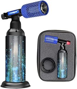 Molgoc Butane Torch with Anti-scalding Device,Stainless Steel Protective Cover,Refillable Kitchen Torch Lighter,Adjustable Flame Guard. (Butane Gas Not Included,Yellow) (Blue Plus)