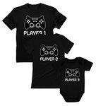 Tstars Family Matching Outfits Mom Dad Baby Son Daughter Player Gaming Shirts Gift Set Dad Black S/Mom Black S/Baby Black 24M (18-24M)