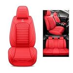 YJZT03 Red Leather Car Seat Covers Comfortable Car Seat Cover, 5-Seater Full Set Universal Type, Suitable for Most Cars SUV Pickup Trucks (Red)