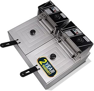 iBELL DF620P Deep Fryer Electric 12 Litre Stainless Steel 2500W, Double Tank/Basket, Variable Temperature Control, Silver