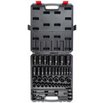 Sunex 2568, 1/2 Inch Drive Master Impact Socket Set, 43-Piece, SAE, 3/8 Inch - 1-1/2 Inch, Standard/Deep, Cr-Mo Alloy Steel, Radius Corner Design, Dual Size Markings, Heavy Duty Storage Case