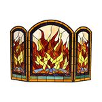 CHLOE Lighting Flame Tiffany-Style 3pcs Arched Folding Fireplace Screen 42" Wide