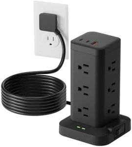 Tagzilo 10ft Long Extension Cord, Flat Plug Surge Protector Power Strip