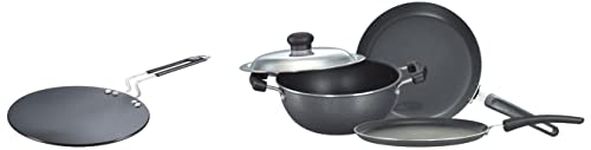 Prestige Omega Select Plus Non-Stick BYK Set, 3-Pieces, Gas-Stove Compatible only & Hard Anodized Aluminium Chapati Tawa (245 mm, Black) Combo