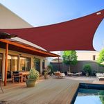 FREDDO HDPE Fabric Sun Shade Sails 85-90% Protection from Sun & UV Rays Ideal for Car Parking, Outdoor Garden, Balcony, Patio, Burgundy Color, 9.5 ft x 15 ft, Pack of 1 Piece