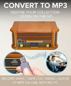 Denver 9-in-1 Retro Record Player – Bluetooth, CD, FM, USB, Vinyl