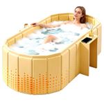 Portable Bathtub for Adult 59" Large Collapsible Cold Plunge Bathtub Foldable No Installation Ice Bath Tub for Shower Stall, Bathroom Hot SPA Soaking Standing Tub