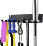 DEALS UNLIMITED Gym Rack Organizer, Resistance Band Storage Rack, Gym Hooks for Olympic Barbells, Bands, Row Handles, Bats or Tools, Iron