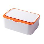 Baby Wet Wipes Box ,Wipes Dispenser Case , Keep Wipes Fresh Tissue Storage Case Container Plastic Napkin Box Toilet Paper Holder with Lid Seal for Home Office Car (White+orange)