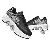 Roller Shoes, Shoes with Wheels Roller Skates Girls Men, Skateboard Shoes Comfortable and Breathable Quad Skates Adjustable Roller Skates Hidden Wheel Trainers with Wheels