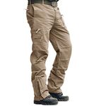 CRYSULLY Men's Winter Cotton Casual Sport Hiking Army Cargo Wild Combat Multi Pockets Work Trousers Khaki