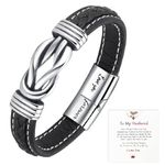 Gifr for Husband To My Husband Braided Leather Bracelet for Men Handmade Braided Rope Wristband Bracelet Stainless Steel Inspirational Wristband Gifts for Husband (To My Husband, Twist)