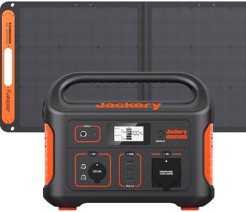 Jackery E500 Tragbare Powerstation, 518Wh Solargenerator mit SolarSaga 100W Solarpanel, 230V/500W mobile Stromversorgung mit LCD Anzeige für Urlaub auf dem Campingplatz, Outdoor Abenteuer & Notfälle