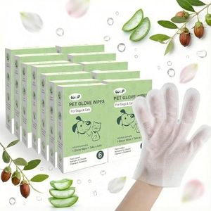 WLP 72 PCS Pet Cleaning and Deodorizing Glove Wipes for Dogs & Cats Hypoallergenic Pet Cleaning and Hydrating Glove Bath Wipes Enriched with Aloe & Jojoba Oil Individually Wrapped