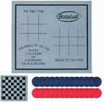 Bolaball Giant 3-in-1 Checkers Game, Tic Tac Toe and Mega Tic Tac Toe with Reversible Rug – Indoor/Outdoor Huge Board Games for Family Fun & Parties