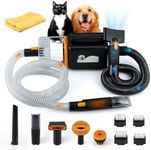 Mxmoonant Dog Hair Grooming Kit, Vacuum & Dryer & Clipper All in One, Stepless Speed, Hot and Cold Adjustable, 7 Specialised Tools, with Storage Bag & Pet Towel