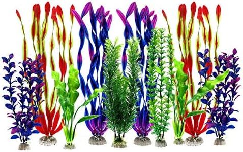 Artificial Aquatic Plants - Large Aquarium Plants Plastic Fish Tank Decorations - Vivid Simulation Plant Creature Aquarium Landscape - Home Decor Plastic Assorted Color - 10Pcs