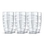 LIVIVO Set of 6 Hi Ball Plastic Acrylic Drink Tumblers with Swirl Design - Stackable Glasses for Picnics, BBQ’s, Poolside, Camping, Children’s Parties or Just Everyday Use (Set of 6, Transparent)