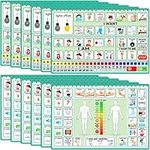 Geyoga 12 Pcs Nonverbal Communication Board, 16.73 x 11.22'' Patient Communication Board Picture Symbol Communication Cards Non Verbal Communication Tools for Adults Kids Speech and Communication Aids