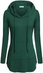 Nandashe Women Pullover V-Neck Long Sleeve Kangaroo Pocket Tunic Hoodies, Green, Medium