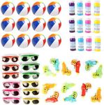 Mega Pool Party and Beach Party Favors - Bulk Pack of 48 Summer Fun Toy Mega Assortment of Kids Toys Includes - Kids Sunglasses Party Favors, Inflatable Beach Balls, Water Gun Squirts and Bubbles