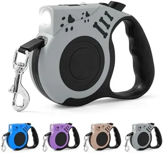COSOWO Retractable Dog Leash with USB Rechargeable Flashlight for Night Walks, 16FT Automatic Telescopic Tractor Dog Leash for Small and Medium Dogs, Grey