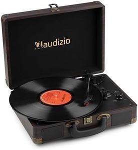 Audizio RP116 Turntable Briefcase Record Player | USB & Bluetooth Retro Record Players for Vinyl with Speakers | 3 Speeds | Convert Retro Vinyl to mp3 via USB | RCA Output/AUX 3.5mm (Wood)