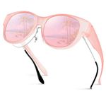 Hifot Polarized Fit Over Glasses Sunglasses Womens Men, Trendy Round Frame Sunglasses Over Glasses With UV400 Protection, Fitover Sun Shades for Driving Fishing Cycling Traveling Outdoors