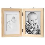 Chuckle - Baby Hand & Foot Clay Print Photo Frame Keepsake Kit - Gift for Mothers Day, New Mum and Parents and Newborn Baby Shower Party and Nursery Room Decoration - Pine