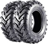 25x8-12 ATV/UTV Tires 6PR, All Terrain 15mm Tread Depth 25x8x12 Trail Sand Mud Stream Off-Road Tires, Tubeless Set of 2