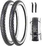 2 Pack 24"x2.125" Inch Cruiser Bike Tire White Wall Pair Replacement Bicycle Tires with Levers…