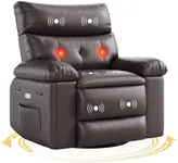 GarveeHome Electric Recliner Chair - 360° Rocker Swivel Recliner with Heat and Massage, PU Leather Large Power Recliner for Adults, Comfortable Lazy Chair with 1.5X Sponge Filling for Living Room